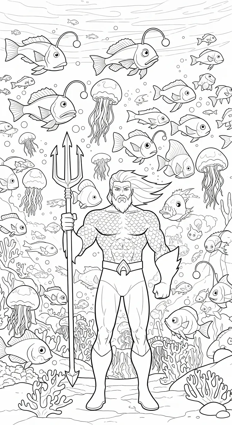 in tranh tô màu Aquaman cho bé 6 tuổi