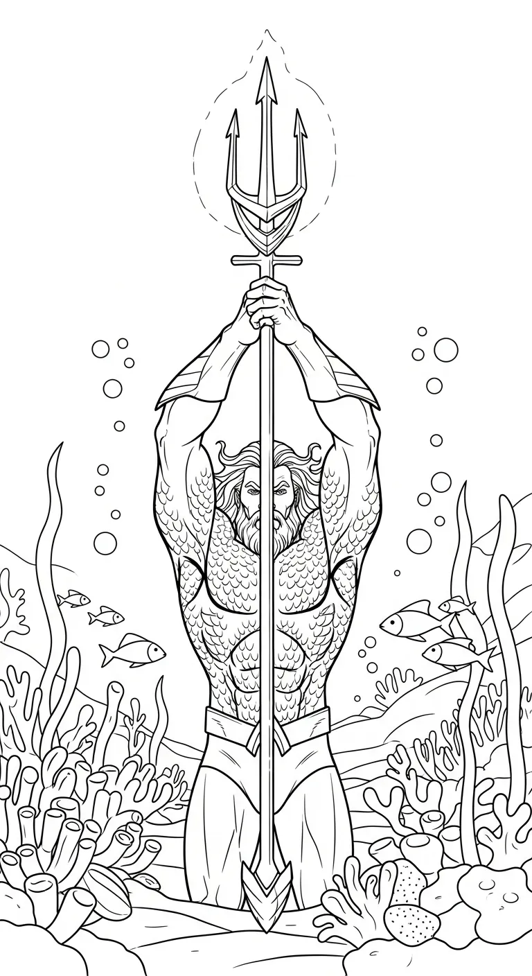 hình tô màu Aquaman cho bé 5 tuổi miễn phí