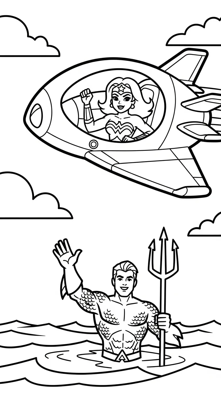 tranh tô màu Aquaman cho bé 4 tuổi miễn phí