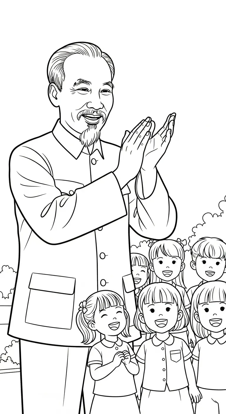 in tranh tô màu Bác Hồ cho bé
