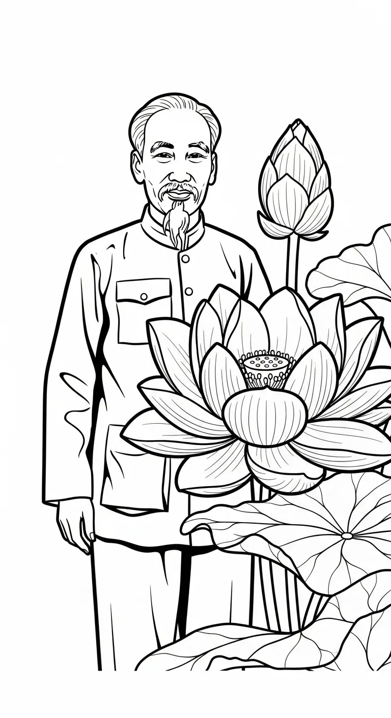 hình tô màu Bác Hồ rõ nét