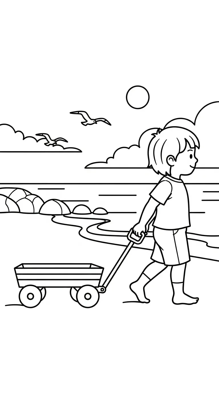 tranh tô màu Bãi Biển cho bé 4 tuổi miễn phí