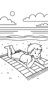tranh tô màu Bãi Biển cho bé tải miễn phí