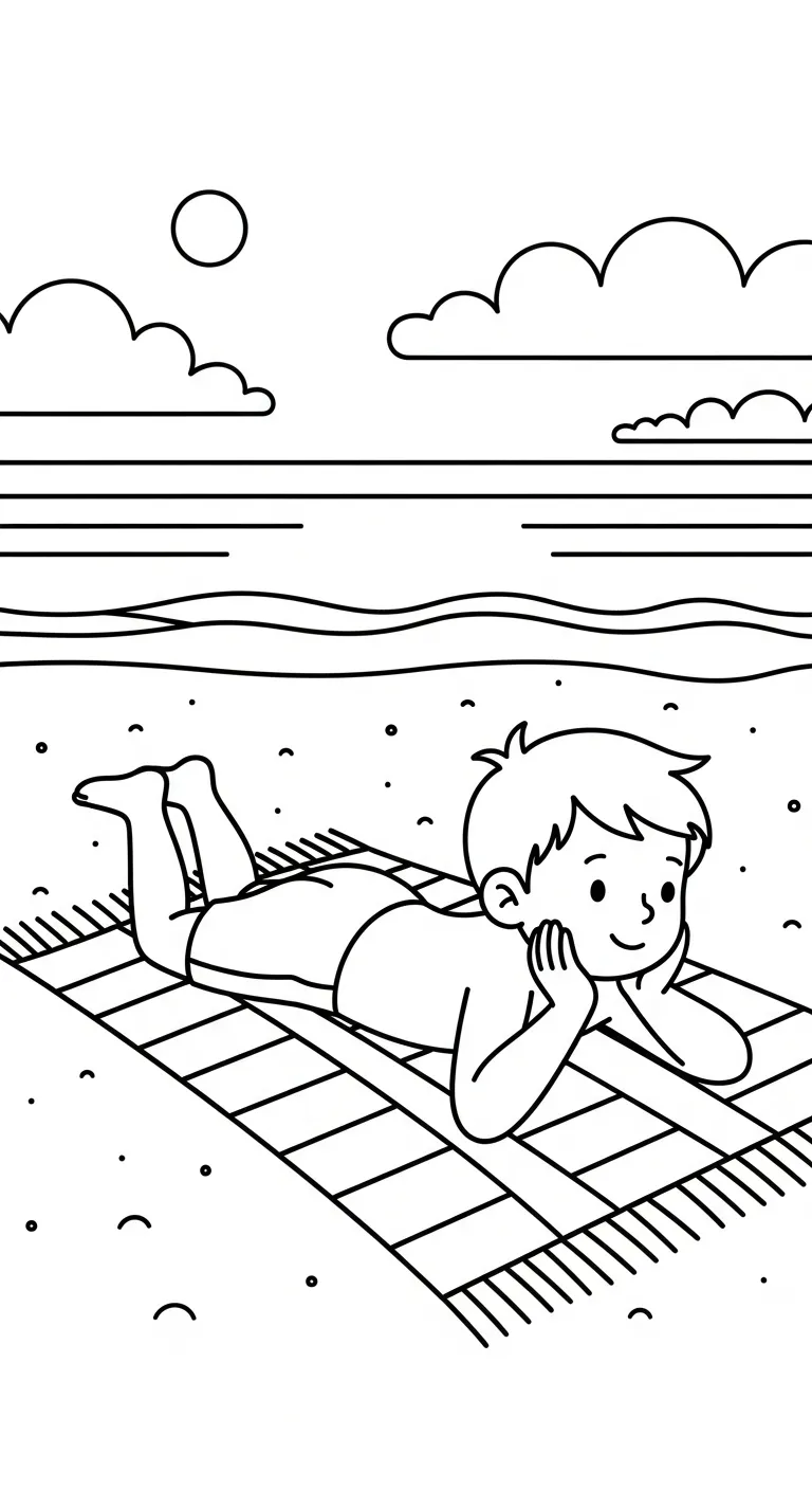 tranh tô màu Bãi Biển cho bé tải miễn phí
