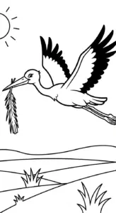 in hình tô màu Con Cò cho bé