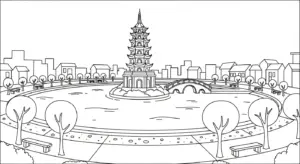 tranh tô màu Tranh Tô Màu Hồ Nước cho trẻ em