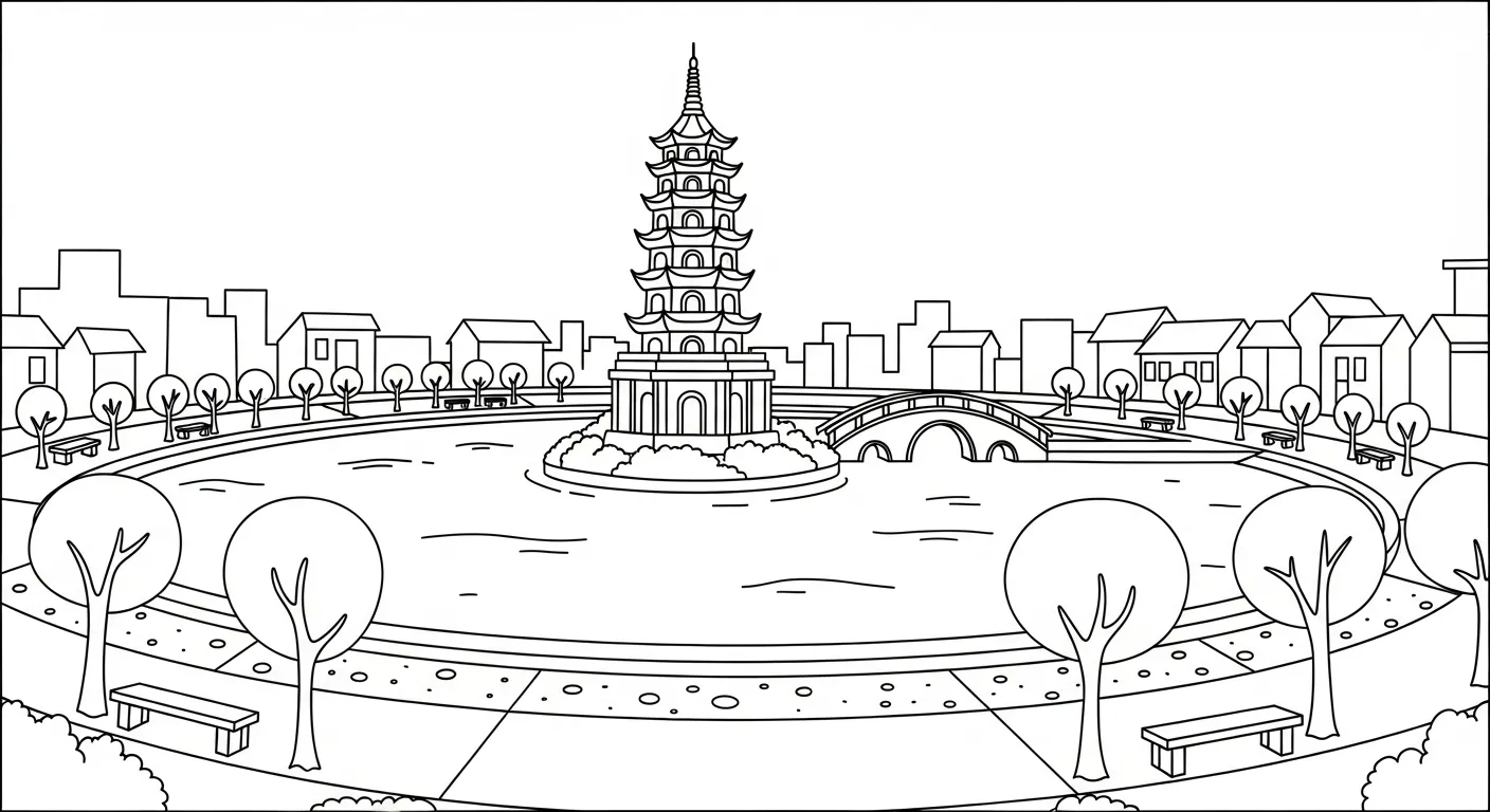 tranh tô màu Tranh Tô Màu Hồ Nước cho trẻ em