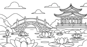 in hình tô màu Tranh Tô Màu Hồ Nước cho bé 5 tuổi