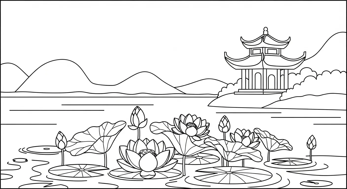 hình tô màu Tranh Tô Màu Hồ Nước cho bé 4 tuổi 2