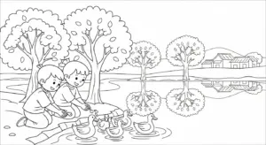tải hình tô màu Tranh Tô Màu Hồ Nước cho bé 8 tuổi