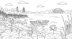 hình tô màu Tranh Tô Màu Hồ Nước cho bé 4 tuổi