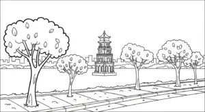 hình tô màu Tranh Tô Màu Hồ Nước cho bé 4 tuổi
