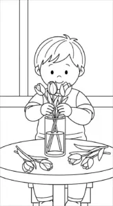 hình tô màu Tranh Tô Màu Hoa Tulip cho bé 6 tuổi