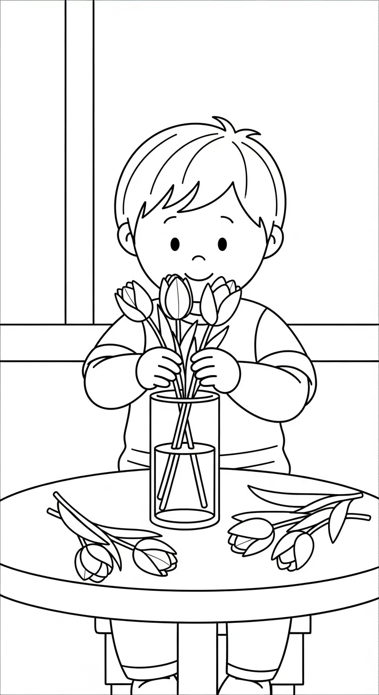 hình tô màu Tranh Tô Màu Hoa Tulip cho bé 6 tuổi
