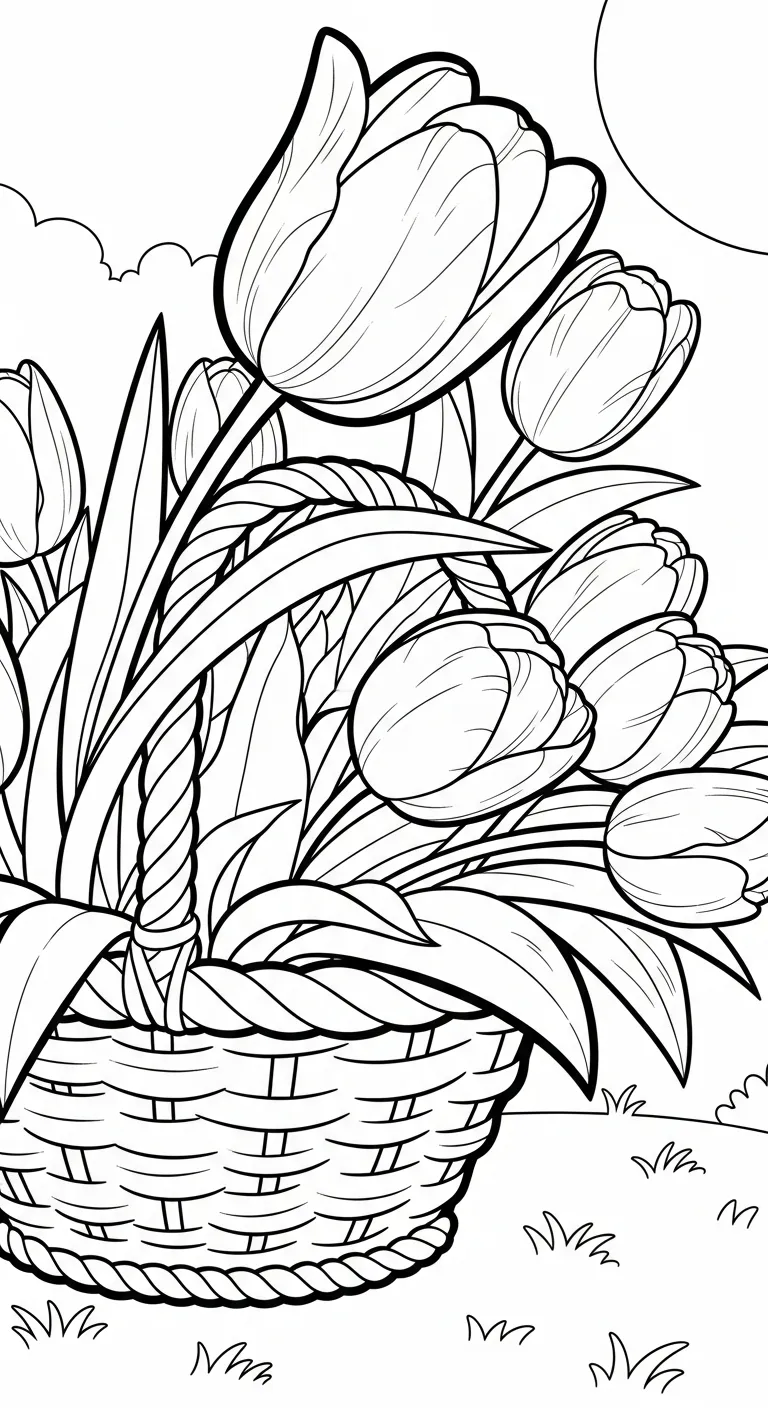 download tranh tô màu Tranh Tô Màu Hoa Tulip miễn phí