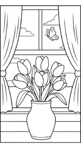 in tranh tô màu Tranh Tô Màu Hoa Tulip