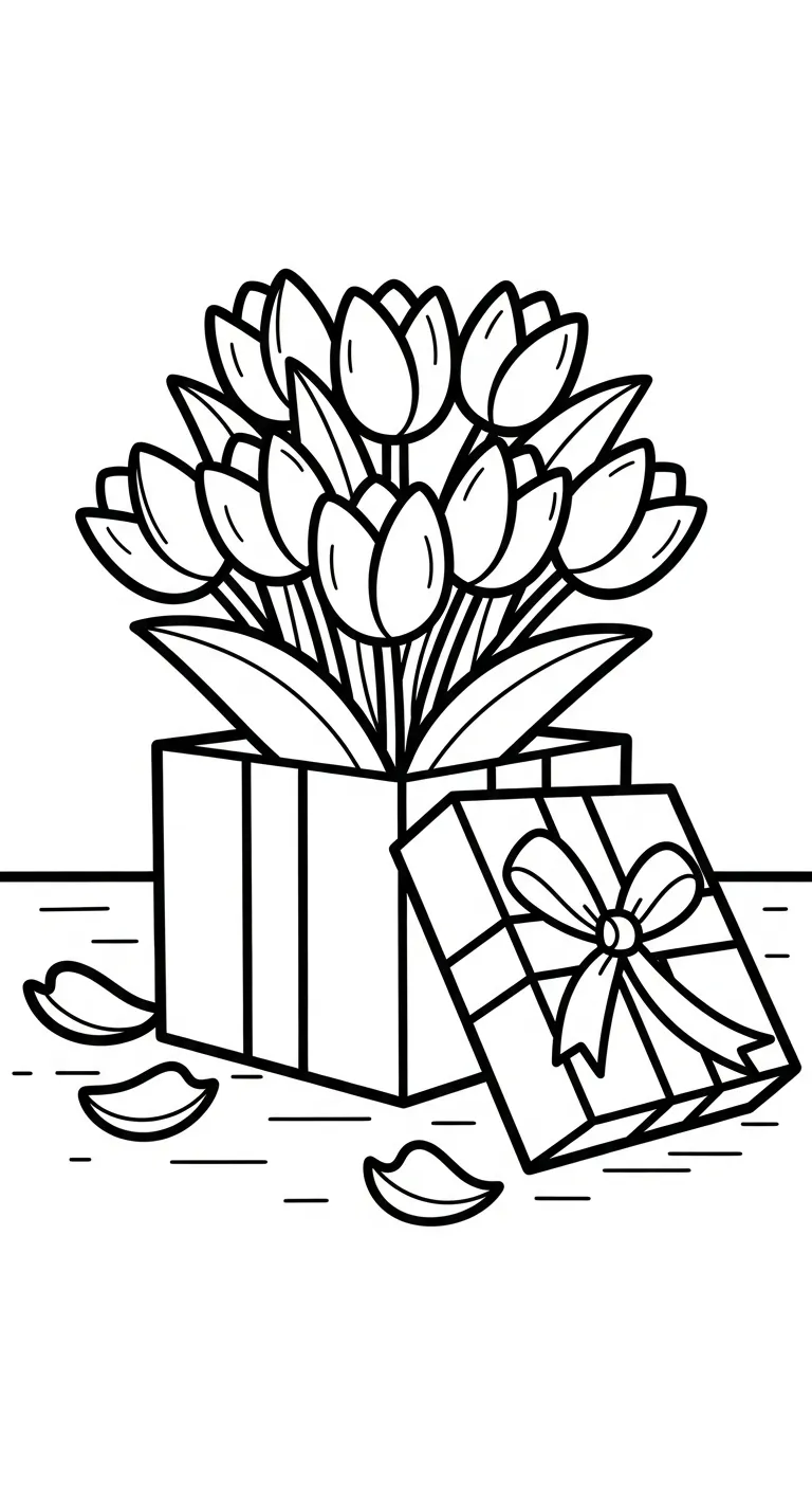 hình tô màu Tranh Tô Màu Hoa Tulip cho bé 6 tuổi miễn phí