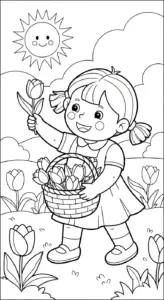 file pdf hình tô màu Tranh Tô Màu Hoa Tulip cho bé