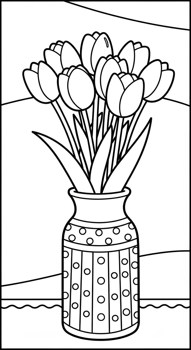 download tranh tô màu Tranh Tô Màu Hoa Tulip cho bé