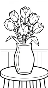 tranh tô màu Tranh Tô Màu Hoa Tulip cho bé 7-8 tuổi