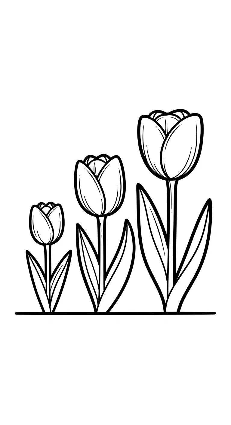 tranh tô màu Tranh Tô Màu Hoa Tulip cho bé đơn giản 1