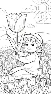 hình tô màu Tranh Tô Màu Hoa Tulip cho trẻ em