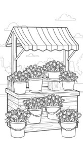 file pdf hình tô màu Tranh Tô Màu Hoa Tulip cho bé