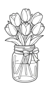 tranh tô màu Tranh Tô Màu Hoa Tulip cho bé 6 tuổi