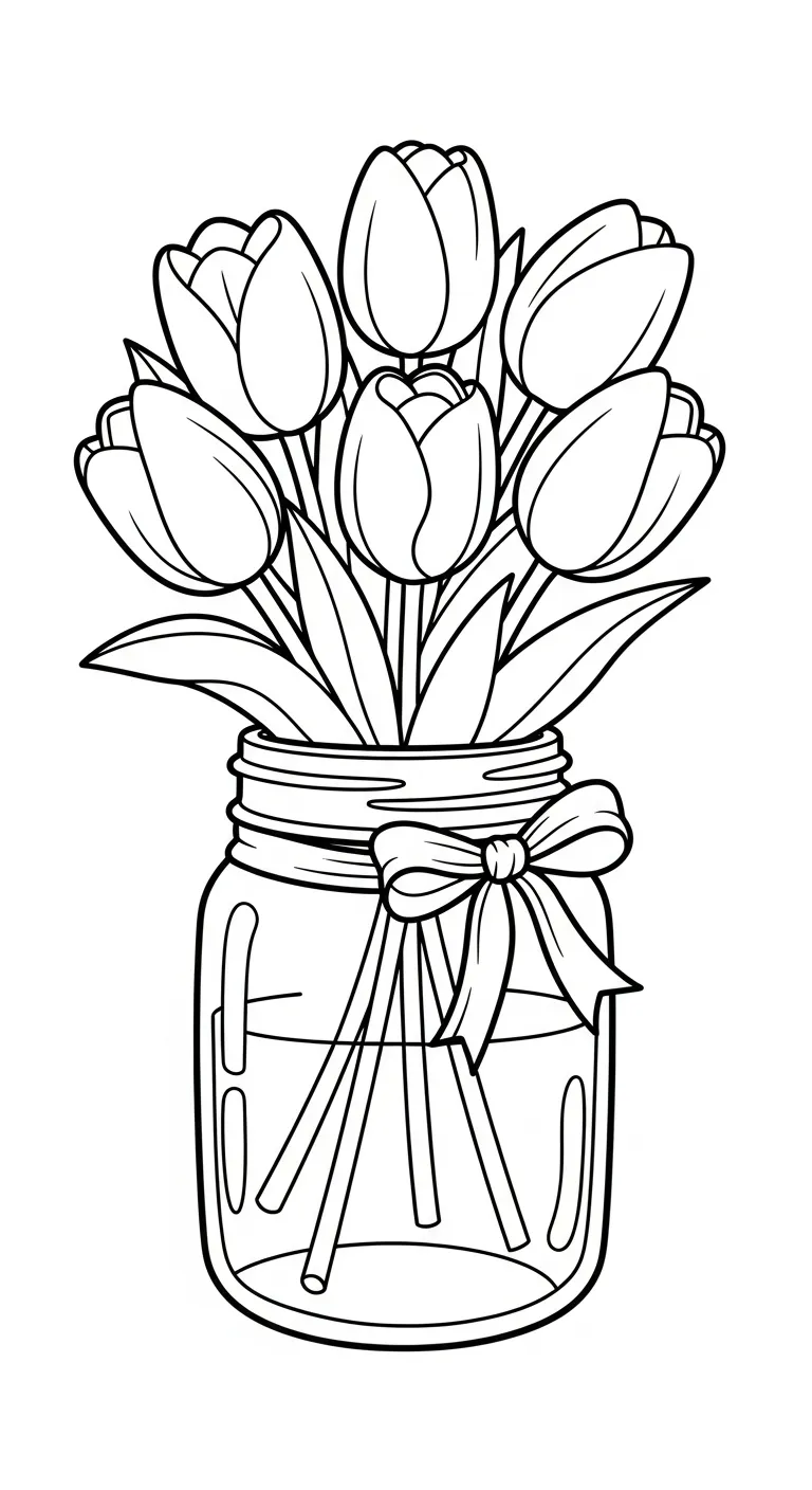 tranh tô màu Tranh Tô Màu Hoa Tulip cho bé 6 tuổi