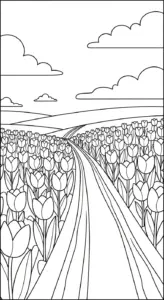 in tranh tô màu Tranh Tô Màu Hoa Tulip