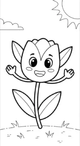 in hình tô màu Tranh Tô Màu Hoa Tulip miễn phí