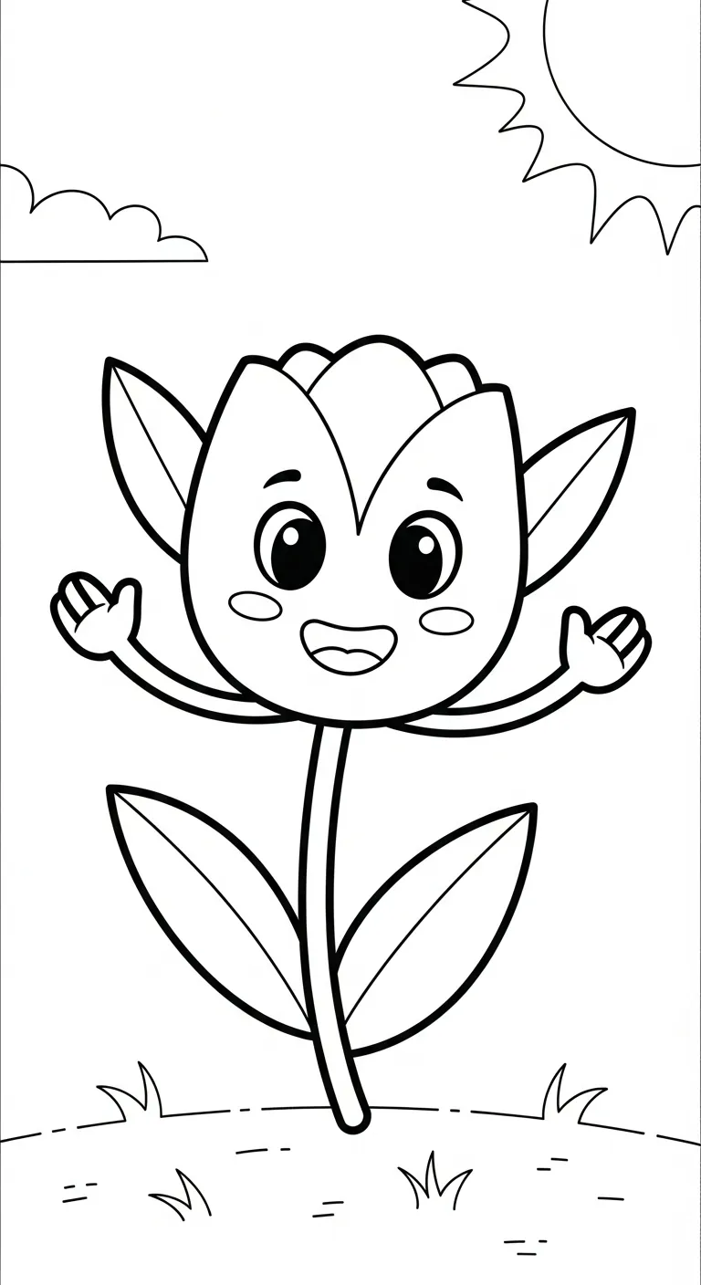 in hình tô màu Tranh Tô Màu Hoa Tulip miễn phí