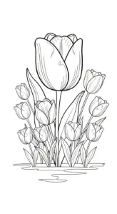 tải hình tô màu Tranh Tô Màu Hoa Tulip cho bé 7 tuổi
