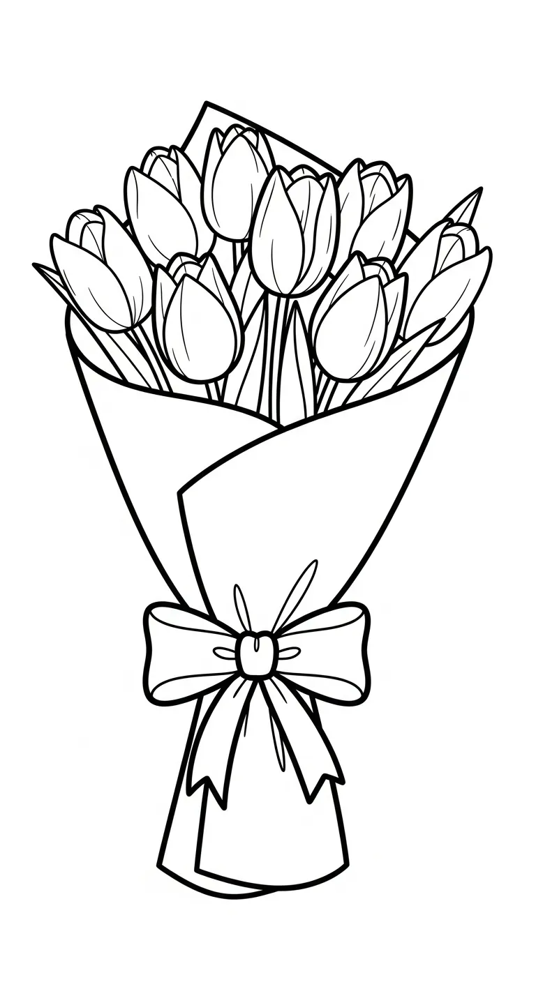 tranh tô màu Tranh Tô Màu Hoa Tulip cho bé 8 tuổi