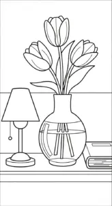 in hình tô màu Tranh Tô Màu Hoa Tulip cho bé 4 tuổi