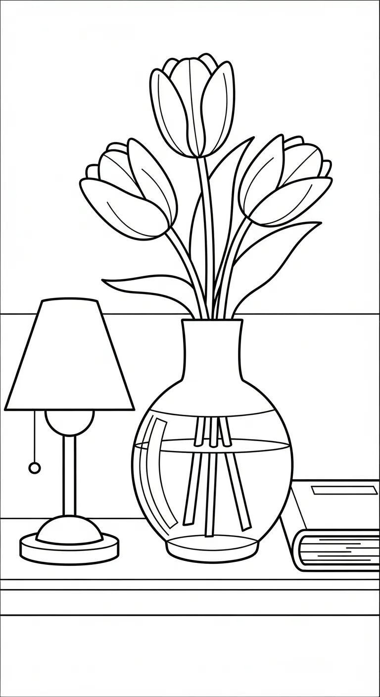 in hình tô màu Tranh Tô Màu Hoa Tulip cho bé 4 tuổi