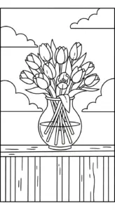 tranh tô màu Tranh Tô Màu Hoa Tulip cho bé 4 tuổi miễn phí