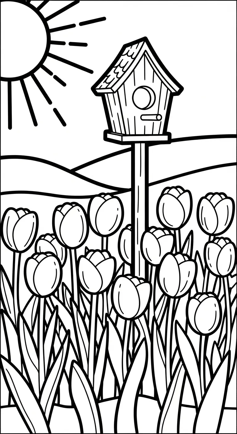 tải tranh tô màu Tranh Tô Màu Hoa Tulip không mất tiền