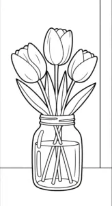 hình tô màu Tranh Tô Màu Hoa Tulip cho bé 3 tuổi