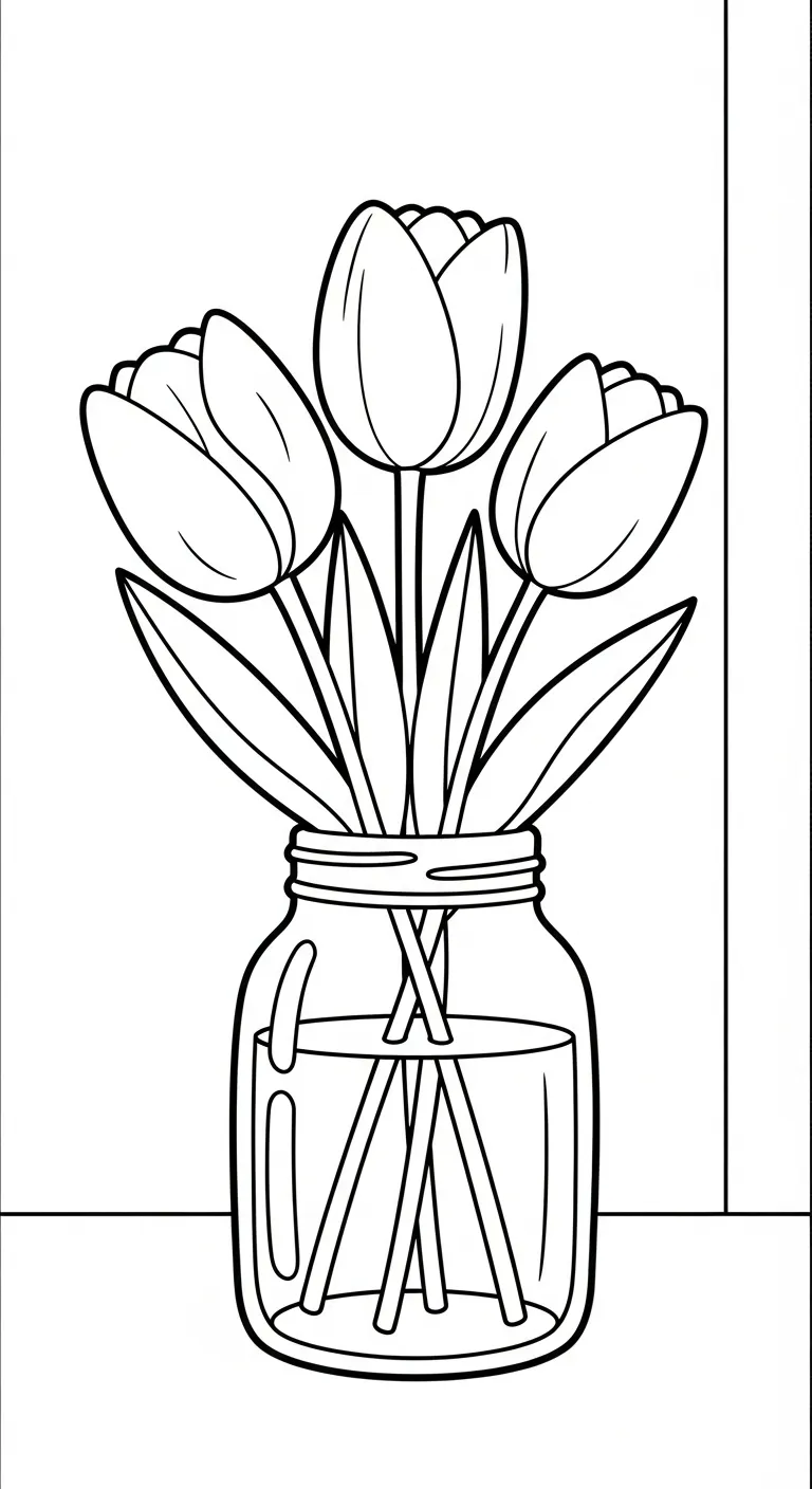 hình tô màu Tranh Tô Màu Hoa Tulip cho bé 3 tuổi