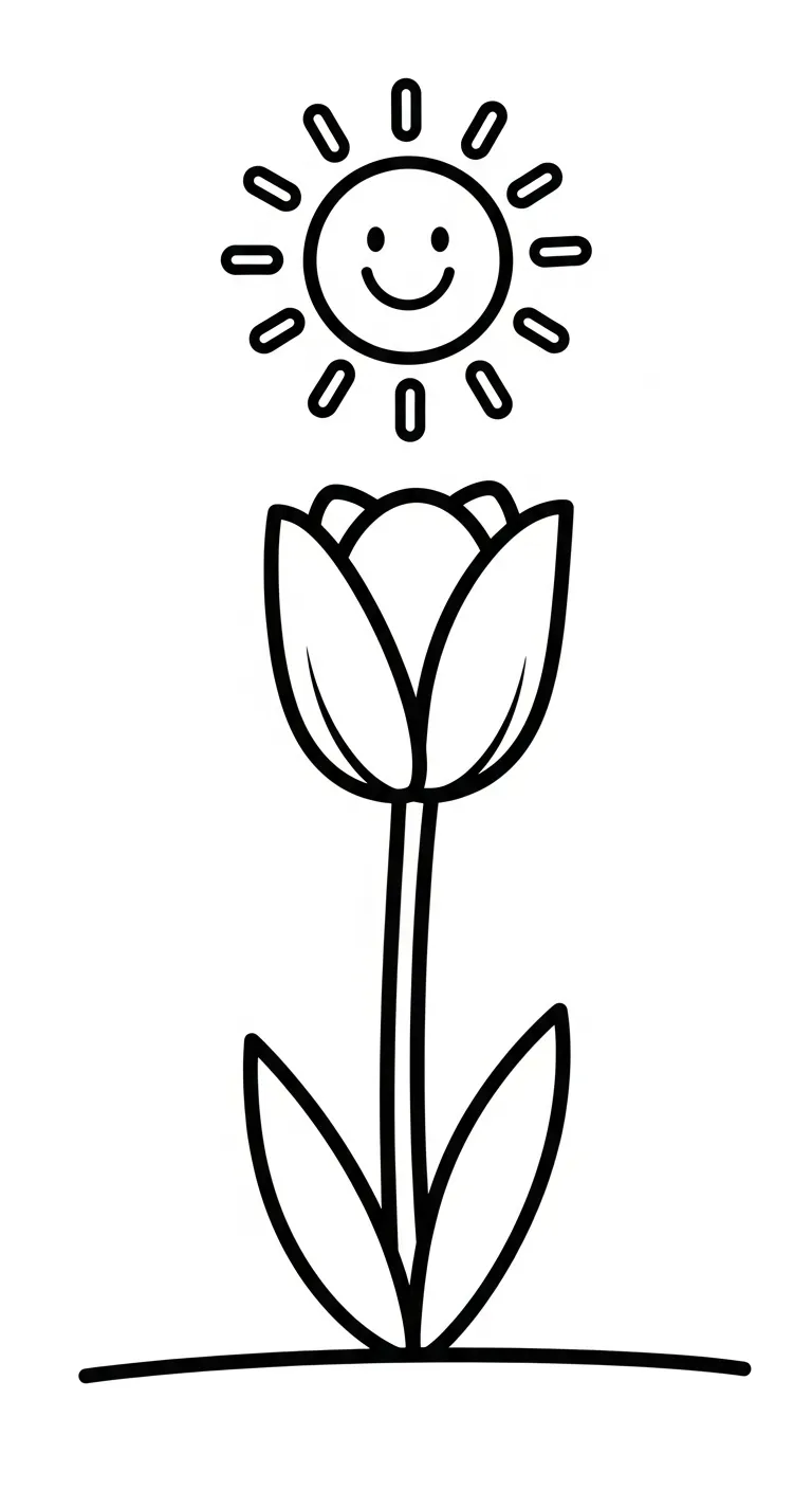 tranh tô màu Tranh Tô Màu Hoa Tulip cho bé tải về