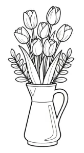 in hình tô màu Tranh Tô Màu Hoa Tulip cho bé 5 tuổi