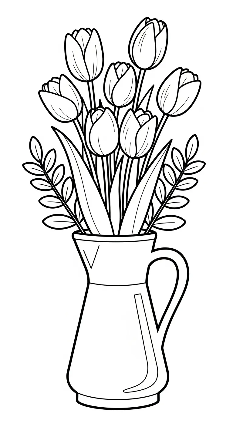 in hình tô màu Tranh Tô Màu Hoa Tulip cho bé 5 tuổi