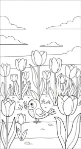 in tranh tô màu Tranh Tô Màu Hoa Tulip cho bé 6 tuổi