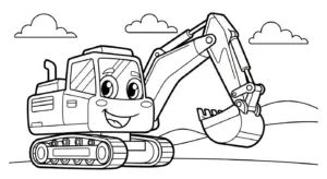 tranh tô màu Tranh Tô Màu Máy Xúc cho bé 8 tuổi miễn phí