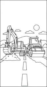 file pdf hình tô màu Tranh Tô Màu Máy Xúc cho bé