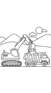 hình tô màu Tranh Tô Màu Máy Xúc cho bé 4 tuổi miễn phí