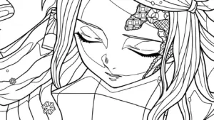 download hình tô màu Nezuko cho bé