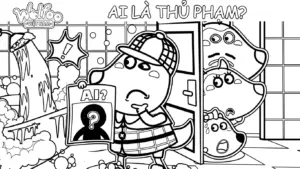 file pdf hình tô màu Wolfoo cho bé