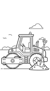 tải tranh tô màu Tranh Tô Màu Xe Lu cho bé 8 tuổi